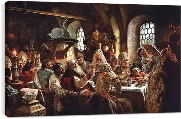 Постер на подрамнике - Боярский свадебный пир. Маковский Константин