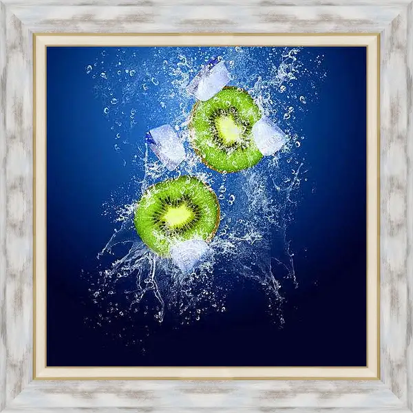 Картина в раме - Киви и лед. Киви и прохлада.