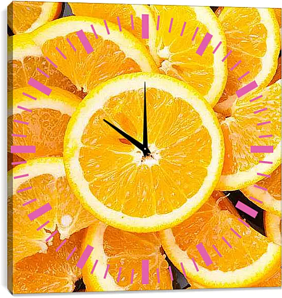 Часы картина - Апельсиновые дольки. Апельсиновая свежесть.