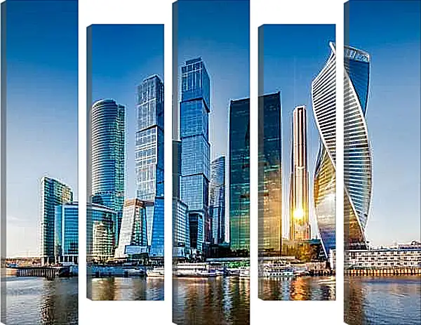 Модульная картина - Отражение солнца в башнях Москва-сити