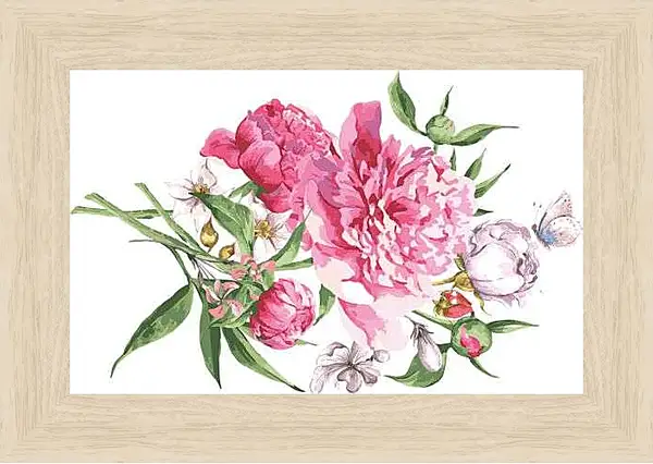 Картина в раме - Пионы