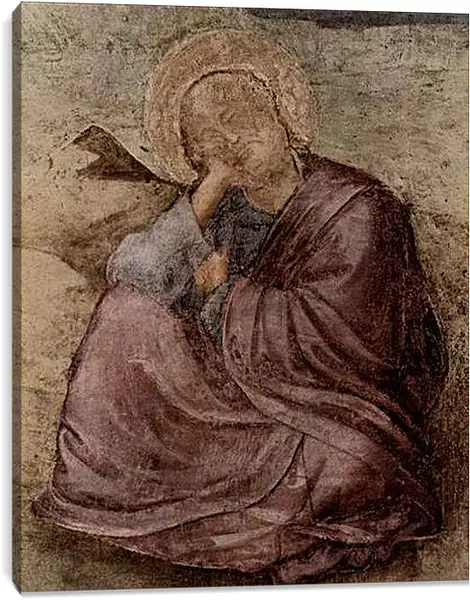 Постер на подрамнике - Видение Иоанна на острове Патмос. Фрагмент стенной росписи секко. Джотто ди Бондоне