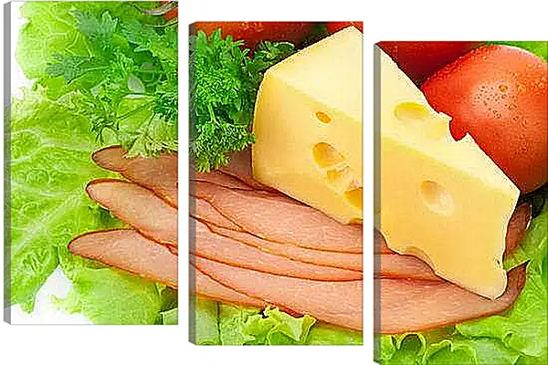 Модульная картина - Сыр и овощи. Свежесть на столе.