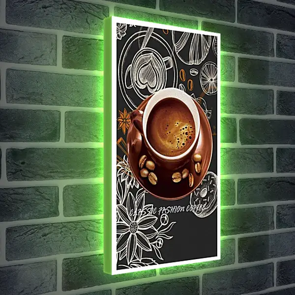 Лайтбокс световая панель - Кофе с зёрнами на блюдце. Кофе и Настроение.