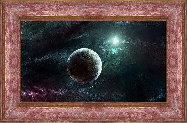 Картина в раме - Планета в космической туманности