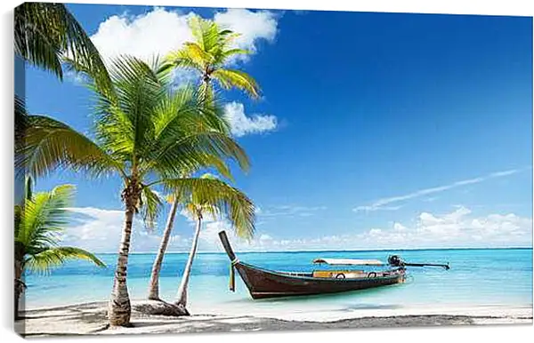 Постер на подрамнике - Лодка в море