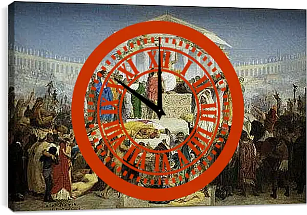 Часы картина - The Age of Augustus - The Birth of Christ. Жан-Леон Жером