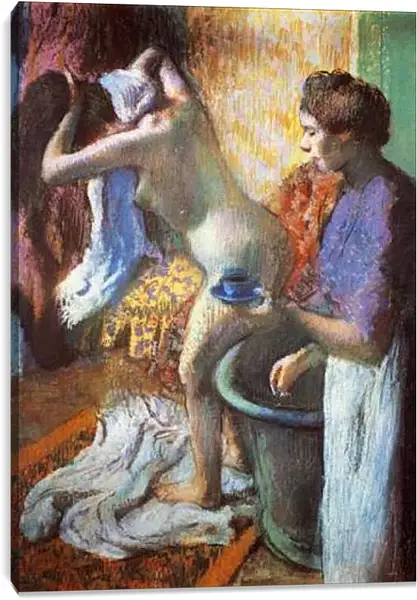 Постер на подрамнике - Le petit dejeuner a la sortie du bain. Эдгар Дега