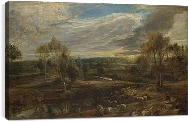 Постер на подрамнике - A Landscape with a Shepherd and his Flock. Питер Пауль Рубенс