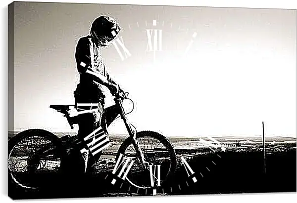 Часы картина - Велосипедист в шлеме