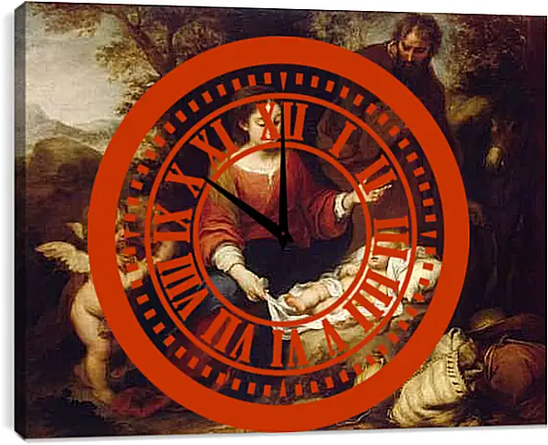 Часы картина - Отдых на пути в Египет. Бартоломе Эстебан Мурильо