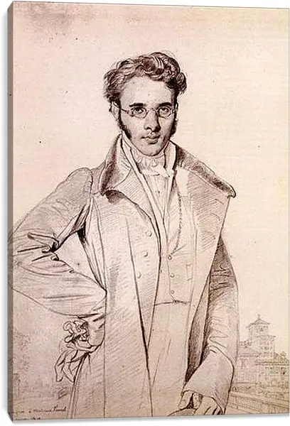 Постер на подрамнике - Portrait of Andre Benoit Barreau, called Taurel. Жан Огюст Доминик Энгр