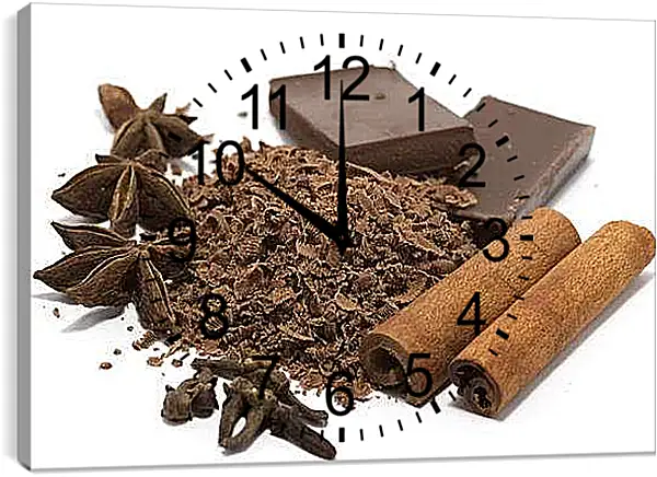 Часы картина - Шоколад и специи. Шоколадные ноты.