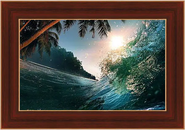 Картина в раме - Пальмы над водой