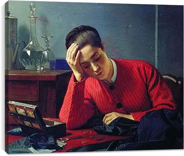 Постер на подрамнике - Швея. Маковский Константин