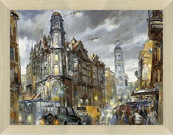 Картина в раме - Дождь в Санкт-Петербурге