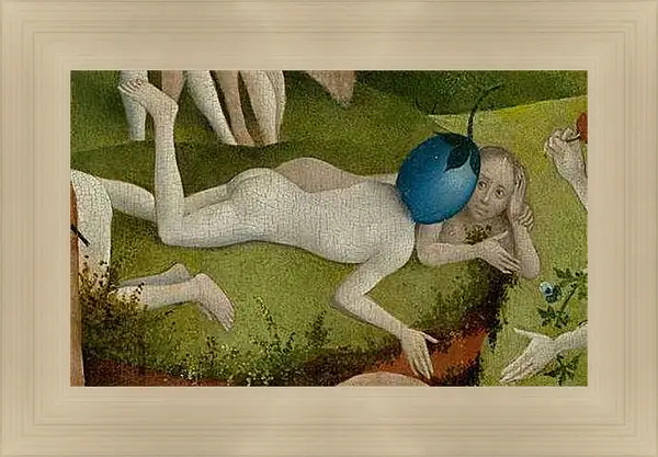 Картина в раме - Detail Man with a plum as head. Иероним Босх