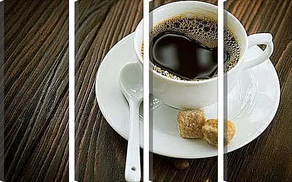 Модульная картина - Чашечка с кофе на блюдце. Утренний кофе.