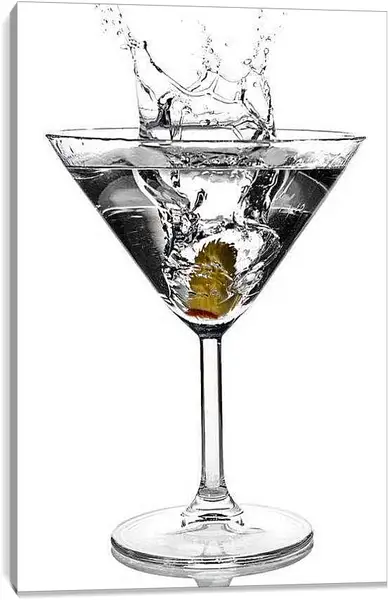 Постер на подрамнике - Бокал мартини всплеск. Момент свежести.
