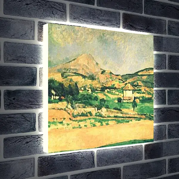 Лайтбокс световая панель - Вид на гору Сент-Виктуар из рощи в Шато-Нуар. Paysage de la montagne Sainte-Victoire. Поль Сезанн