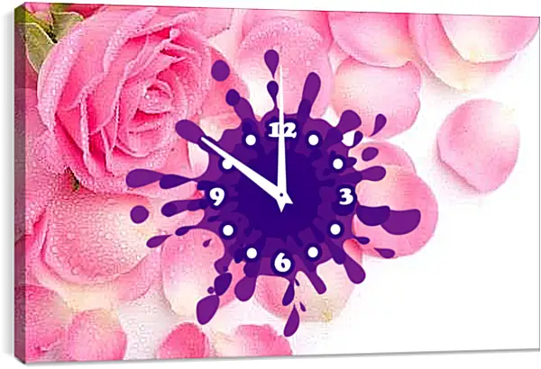 Часы картина - Роза и лепестки