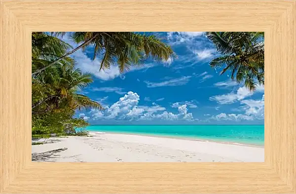 Картина в раме - Белый песок и бирюзовая вода