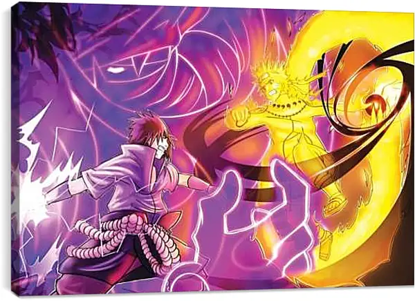 Постер на подрамнике - Наруто и Саске сражение