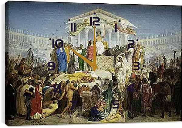 Часы картина - The Age of Augustus - The Birth of Christ. Жан-Леон Жером