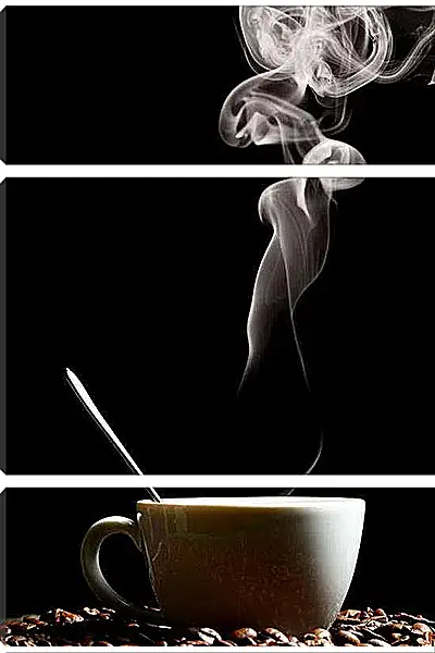 Модульная картина - Чашка горячего кофе. Ароматное начало.