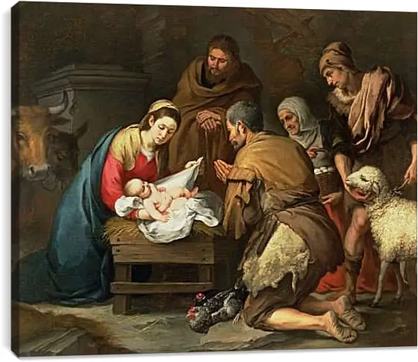Постер на подрамнике - Поклонение пастухов. Бартоломе Эстебан Мурильо