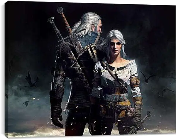 Постер на подрамнике - The Witcher 3: Wild Hunt (Ведьмак), Геральт и Цирилла