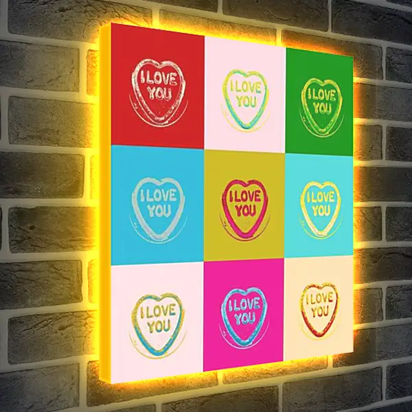 Лайтбокс световая панель - I love you, Поп-арт