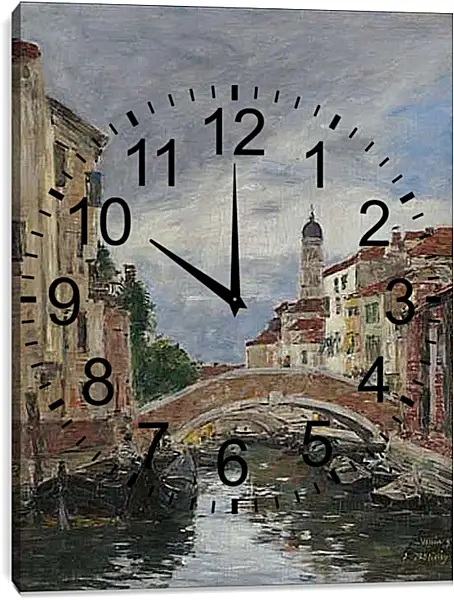 Часы картина - Small Channel in Venice, 1895. Эжен Буден
