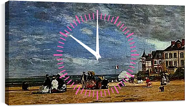 Часы картина - Der Strand von Trouville. Эжен Буден