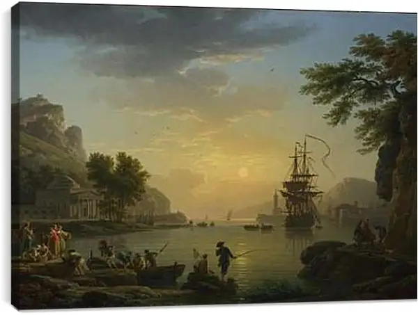 Постер на подрамнике - A Landscape at Sunset. Клод Жозеф Верне