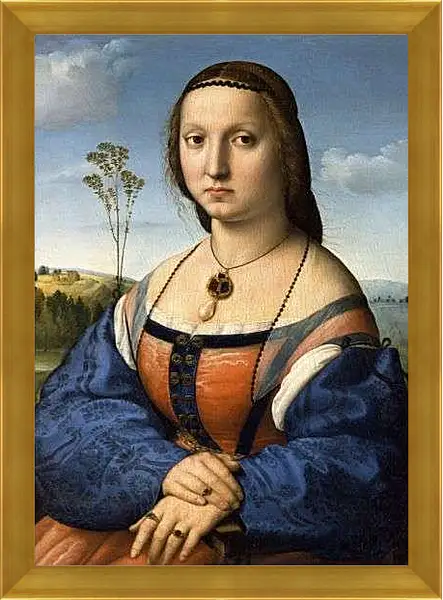 Картина в раме - Портрет Маддалены Дони. Санти Рафаэль