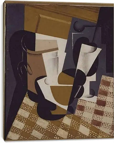 Постер на подрамнике - Wine Jug and Glass. Хуан Грис