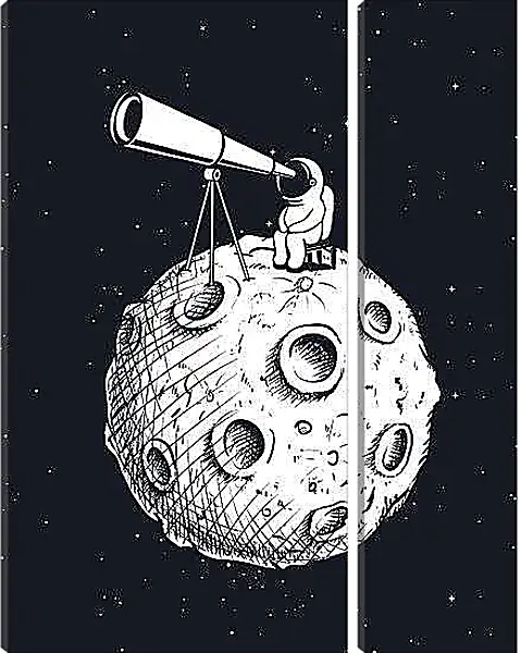 Модульная картина - Космонавт смотрит в телескоп
