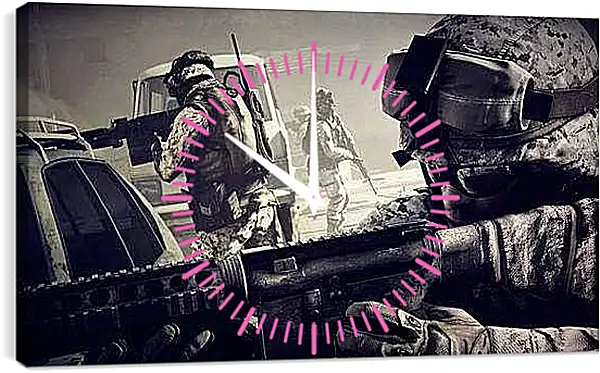 Часы картина - battlefield 3, soldiers, machine