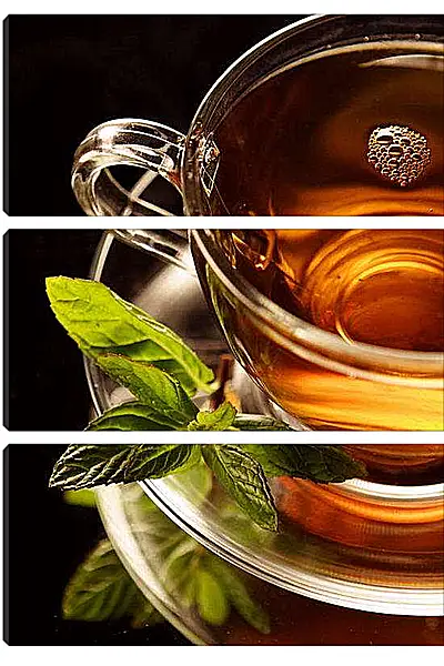 Модульная картина - Чай с мятой. Мятный чай.