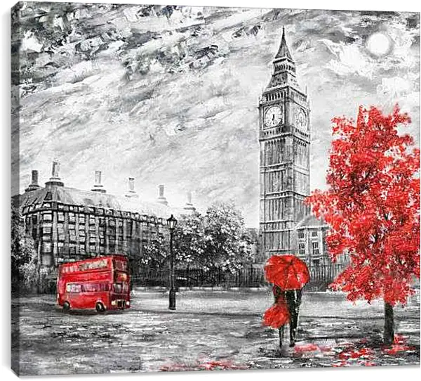 Постер на подрамнике - Пара под зонтом