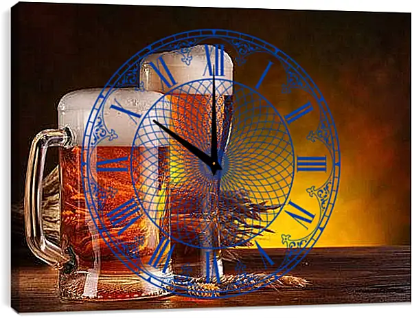 Часы картина - Пиво пенное. Пенное наслаждение.