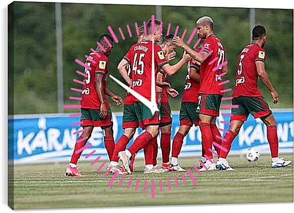 Часы картина - Празднование гола. Локомотив Москва. Lokomotiv Moscow