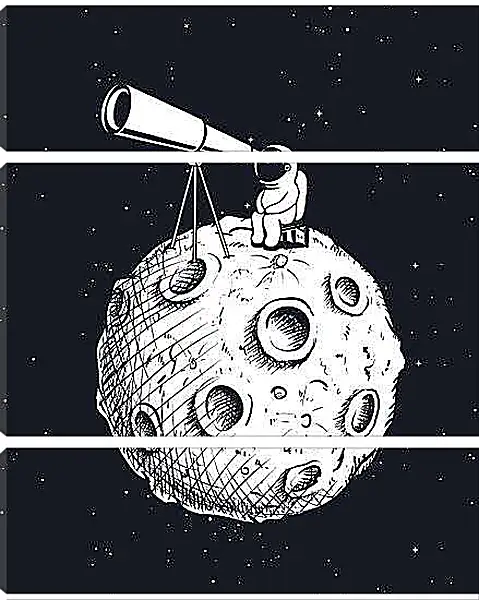 Модульная картина - Космонавт смотрит в телескоп