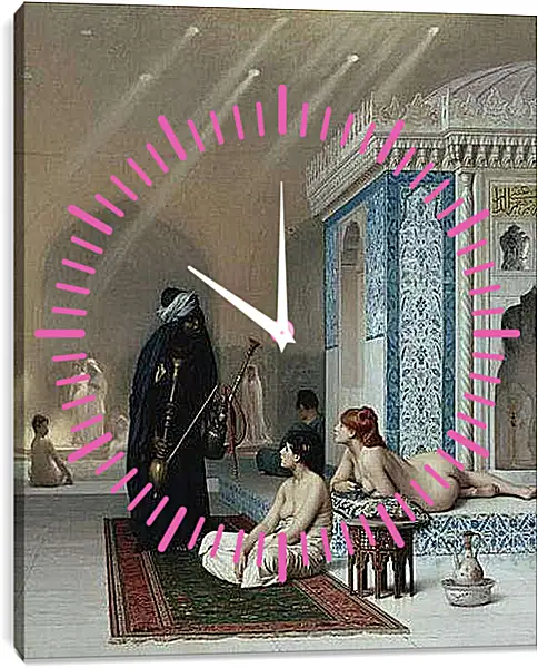 Часы картина - Pool in a Harem. Жан-Леон Жером