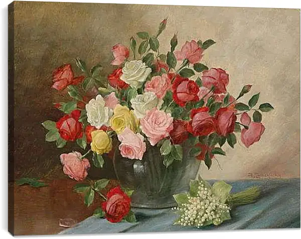 Постер на подрамнике - Цветы в вазе на столе