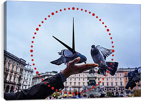 Часы картина - Голуби