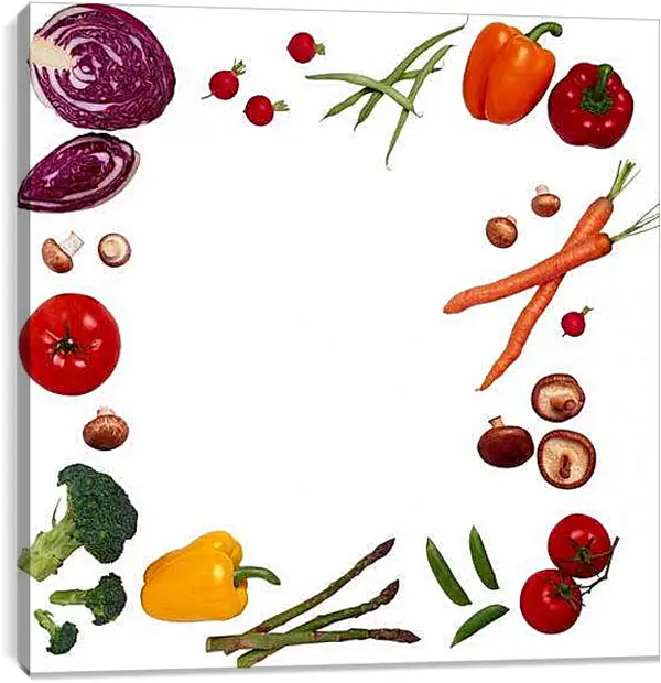 Постер на подрамнике - Рамка из овощей. Овощной калейдоскоп.