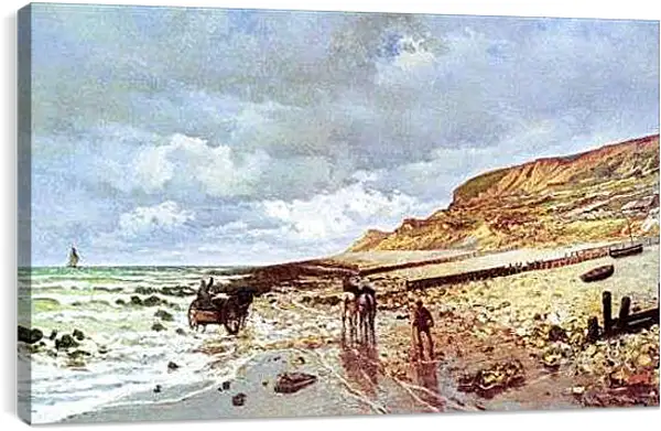 Постер на подрамнике - Pointe de Le Havre at Low Tide. Клод Моне