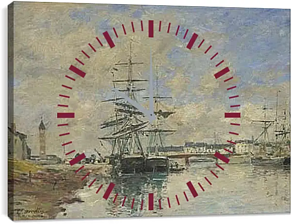 Часы картина - Deauville Harbour. Эжен Буден
